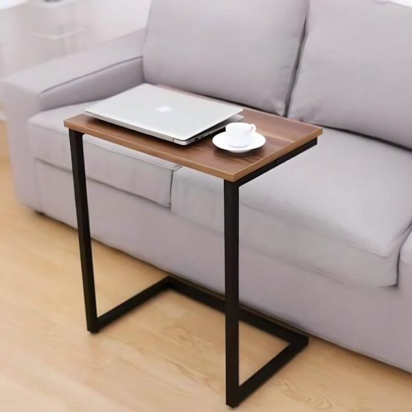 ترابيزة جانبية معدن بسطح خشب، 60*40*65 سم