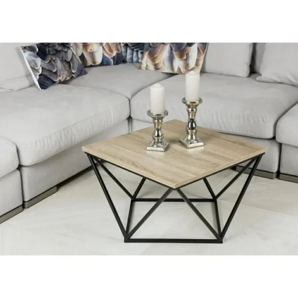 Coffee Table – MDF Top, Metal Base, (60x60x40cm)