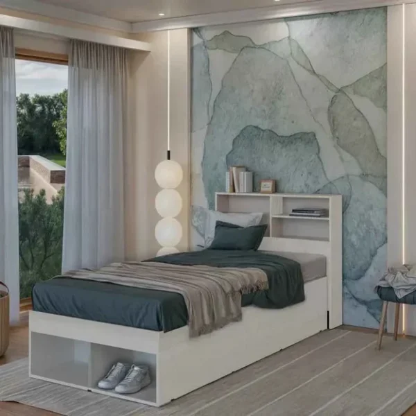 Bed – MDF, White, 92x211.5x90cm