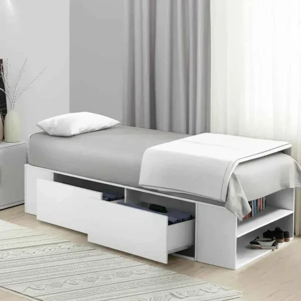 Bed – MDF, White, 93x193x44.5cm