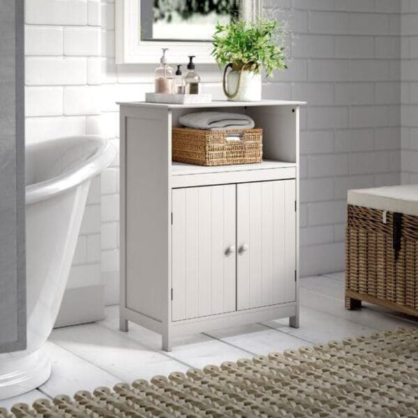 وحدة تخزين حمام إم دي إف أبيض - 120 × 30 × 80 سم