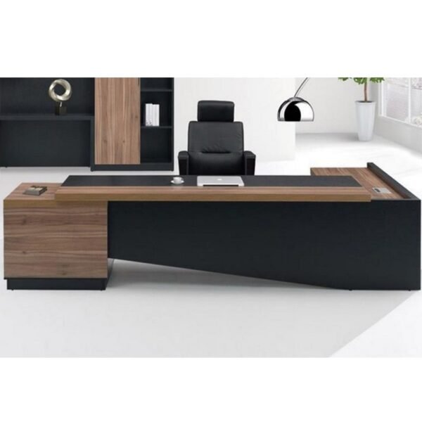 مكتب خشب ام دي اف بيج و أسود - 80×240×160 سم