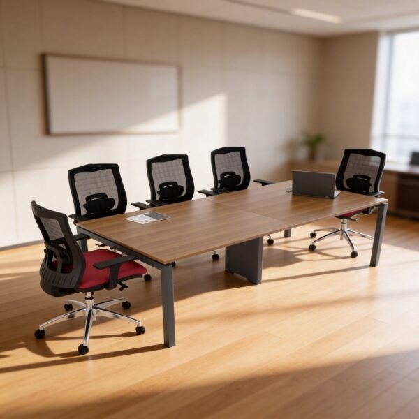 ترابيزة اجتماعات 110×75×240 سم - بني و رمادي