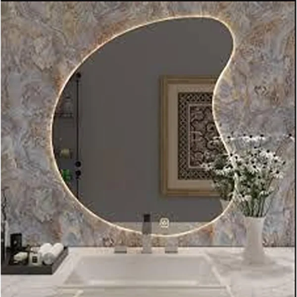 مراية ليد، 105 × 75 سم، فضي