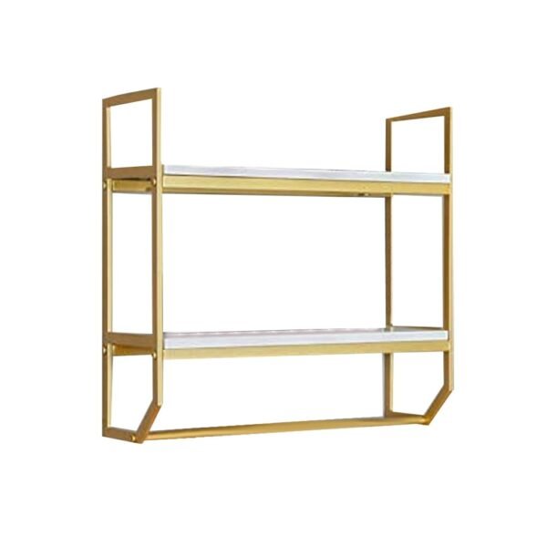 أرفف حائط إم دي إف و حديد ذهبي و أبيض - 60× 70× 25 سم